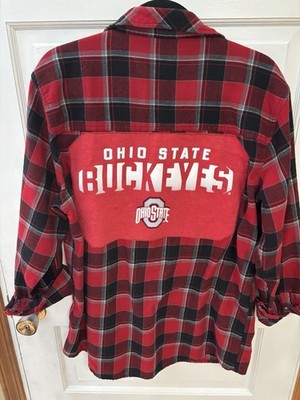Ohio State Buckeyes Upcycled Flannel Button Up Shirt OSU Men s Large Football