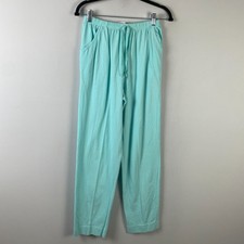 Vintage Fresh Produce Drawstring Pants Small Aqua Blue Cotton Full Length Jersey