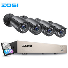 ZOSI CCTV 8CH 1080P HD DVR 1TB Outdoor Security Camera System 80FT Night Vision