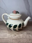 Vintage Red Wing Pottery Ardennes Hand Painted Teapot Acorn Lid Mid Century