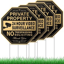 4 Pcs Private Property No Trespassing No Soliciting Yard Sign 12 x 12 Inches ...