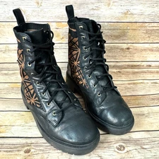 Antonio Melani Womens Black Brown Dempsayy Lace Up Combat Boots Size 7.5M