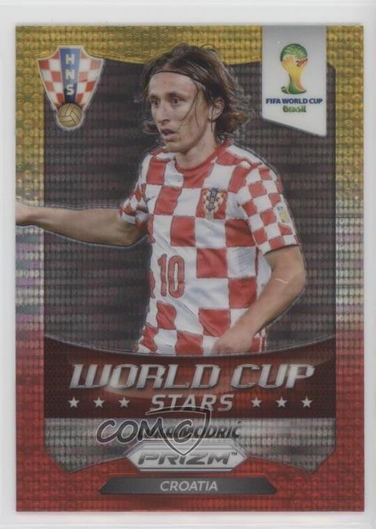 2014 Panini Prizm World Cup Stars Yellow & Red Pulsar Prizm Luka Modric #23