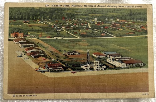 Atlanta Georgia GA Candler Field New Control Tower 1942 Postcard Elgar