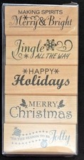 Recollections Rubber Stamp 5 Merry Christmas Jingle Holidays Season Jolly Saying