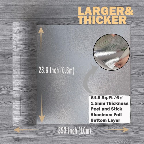 Oxdigi Peel And Stick Vinyl Flooring Roll – 23.6” X 393”, 64 Sq.ft, Self-Adhesive Wood Plank, Waterproof & Wear-Resistant, Smoky Grey, DIY Floor Covering