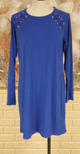 NWT ELEGANT MICHAEL KORS ROYAL BLUE PULLOVER DRESS WITH GOLD GROMMETS / LACING
