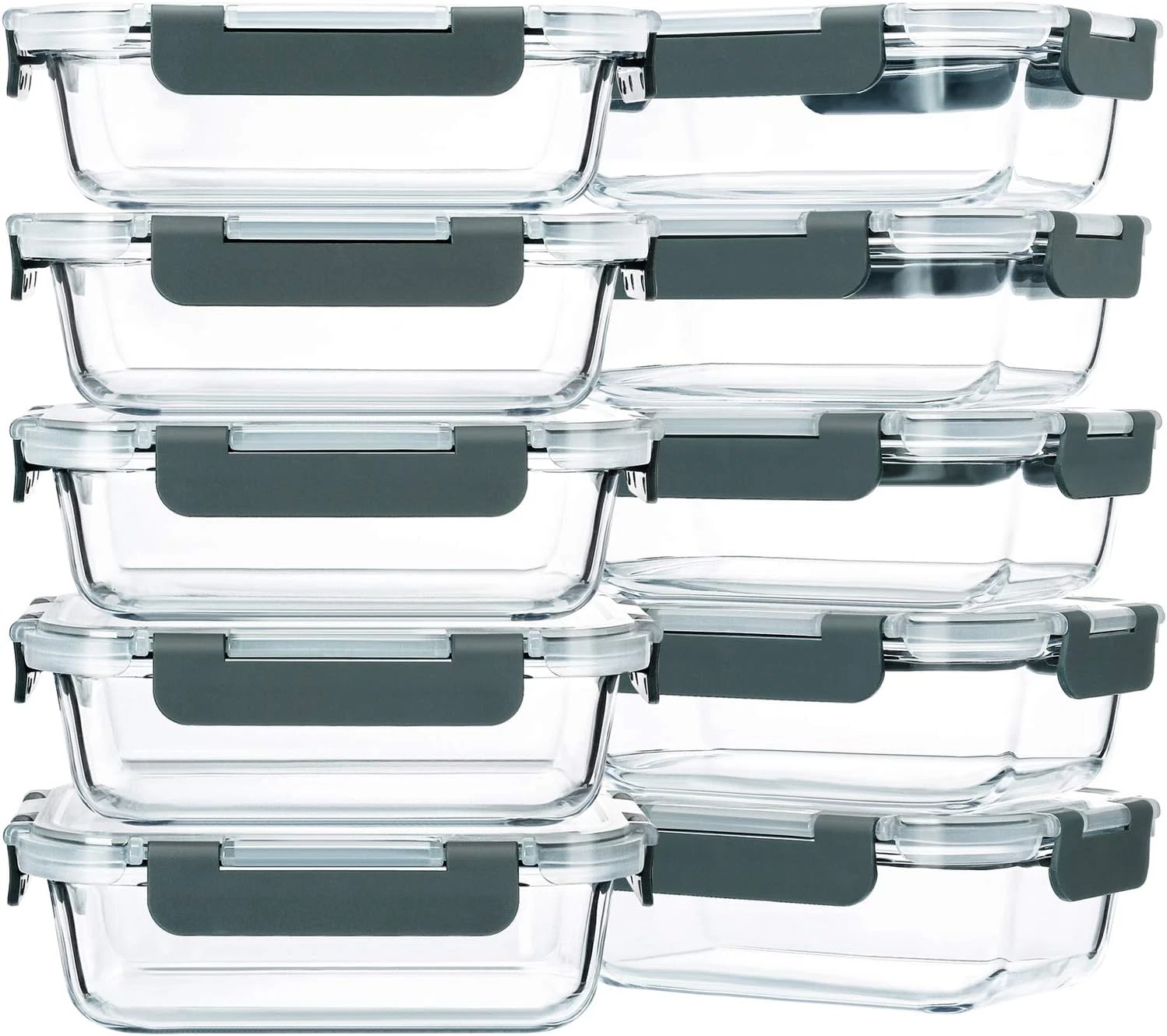 10-Pack,22 Oz Glass Meal Prep Containers,Glass Food Storage Containers with Lids