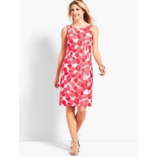 Talbots Coral White Floral Lace Sheath Dress Fully Lined Bow Detail Size 18