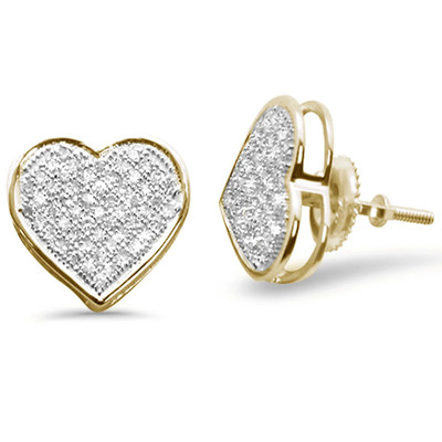 0.33ct G SI Diamond Heart Micro Pavé Earrings in 10K Yellow Gold