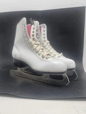 Vintage Imperial White Figure Ice Skates Women's Size 9 Tempered Hardened Blade