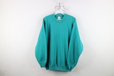 Vintage 90s Streetwear Womens XL Faded Blank Heavy Crewneck Sweatshirt Teal USA