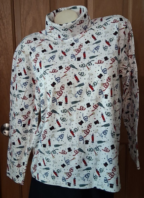 Talbot's Petites Tee  White Party Turtleneck Long Sleeves Misses Size L