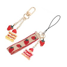 WOONEKY Strawberry Bell Keychain Mobile Phone Anti-Lost Chain 15X2X1CM, Multi