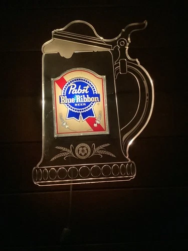 Vintage Pabst Blue Ribbon Beer Mug Lighted Sign - Works! PBR!