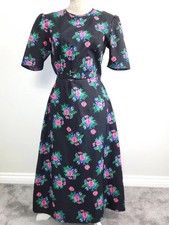 Vintage St Michael Dress Size 8 10 Floral Satin Lightweight Button Back