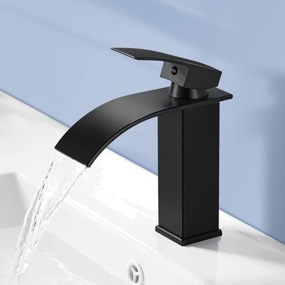 Wasserhahn Wasserfall Schwarz Bad Waschtischarmatur Einhand Messing