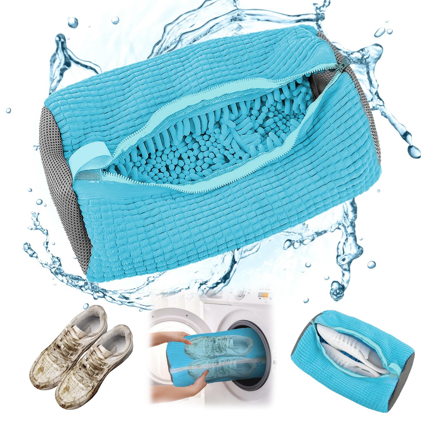 Sac lavage chaussures machine à laver XL en maille pour sneakers de sport blanche
