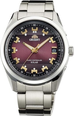 ORIENT WV0081SE Neo 70's Standard Red Solar Radio Watch Silver Made in JAPAN NEW