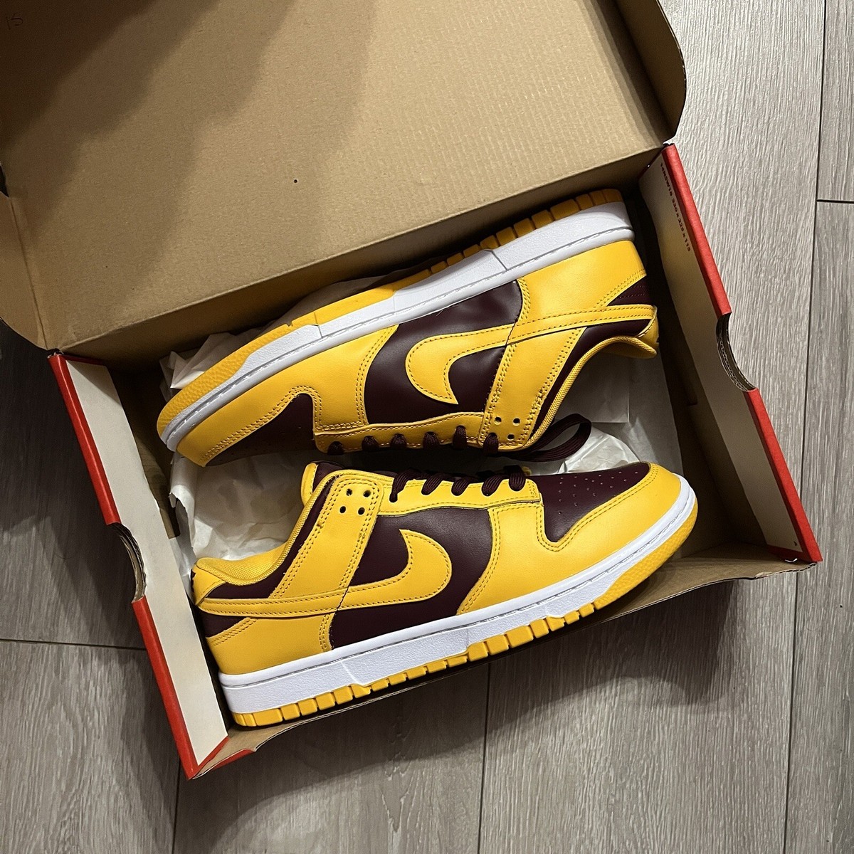 Nike Dunk Low Arizona State Yellow Bordeaux UK8 DD1391-702 BRAND
