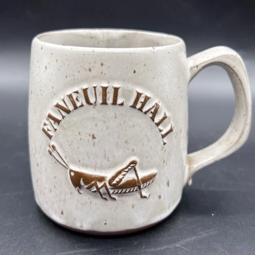 Vintage Onion River Pottery Faneuil Hall 3.5" Speckled Brown Ceramic Coffee Mug