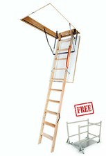 Optistep Timber Folding Loft Ladder Hatch 60 x 120cm H280cm with Loft Balustrade