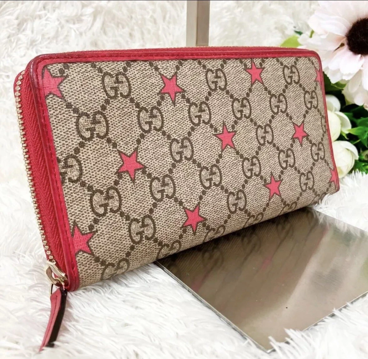 Portefeuille Gucci Supreme Star rare zippé autour