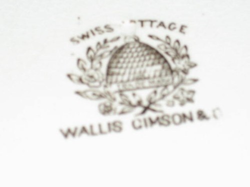 Vintage braun weiß Eisenstein Transfer Schweizer Hüttenplatte von Wallis Cimson & Co. - Bild 5 von 5