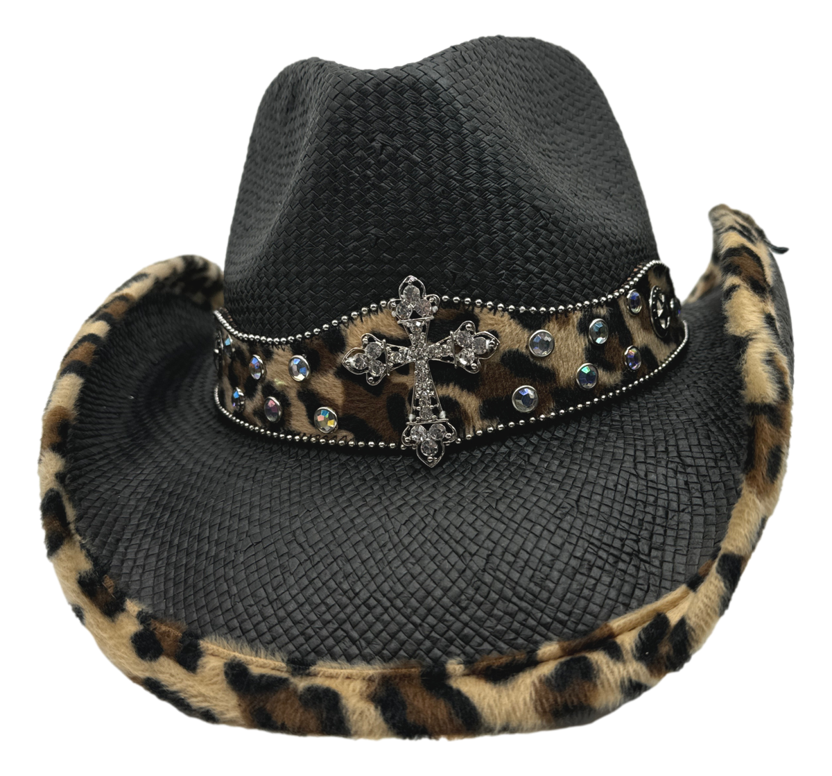 Genuine Peter Grimm Winslow Cowboy Hat Faux Leopard Accent Genuine Peter Grimm Winslow Cowboy Hat Faux Leopard Accent