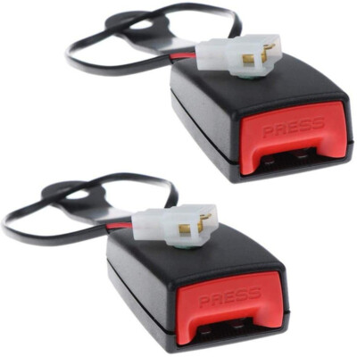 2Pcs Car Seat Belt Buckle Lock Buckle Plug Connector with Warning Cable 20-22mm