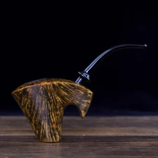 Handmade Briar Tobacco Pipe Bent Curved Cumberland Stem Freehand Pipe Gift Box