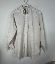 Brooks Brothers Madison Mens White Grid Check Button-Down Dress Shirt Size17-33