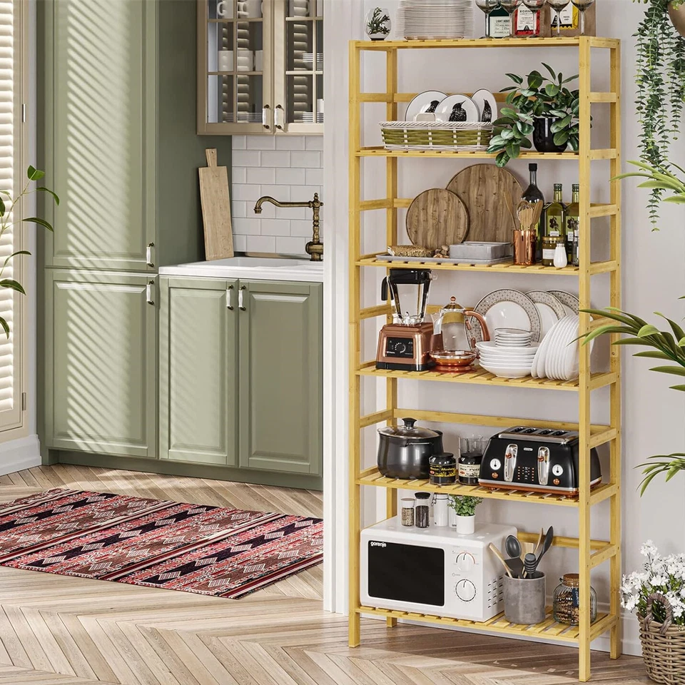 Küchenregal Holzregal Standregal Bambus Vorratsregal Küche Bambusregal Tiefe 25 - Bild 4 von 4