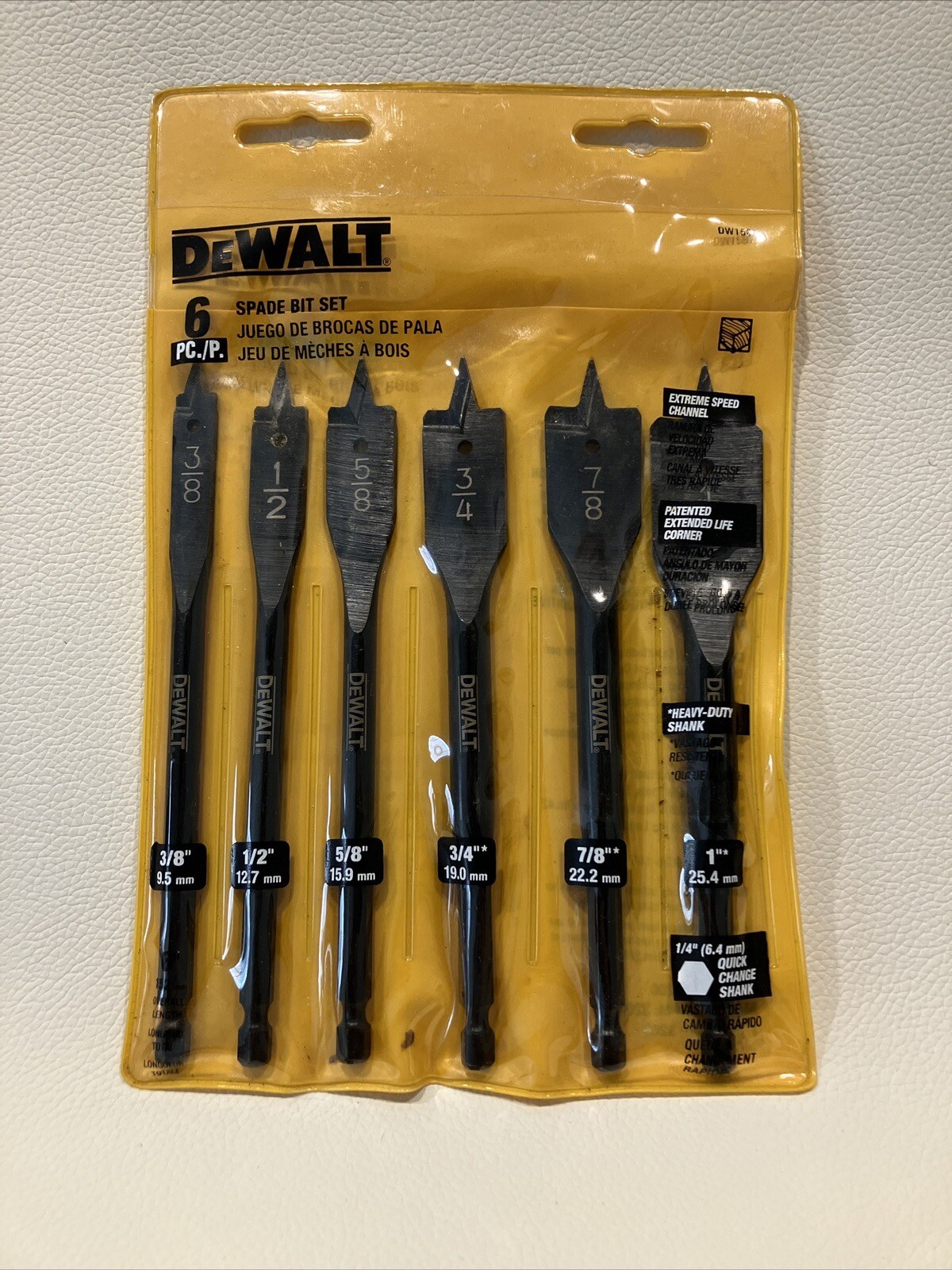 DeWalt DW1587 Heavy Duty Spade Bit Set, 6 Pieces New, Never Used eBay