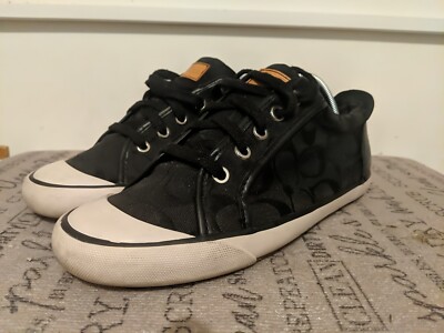 Coach Barrett lässige Turnschuhe Schuhe authentisch schwarz weiß Damengröße 6,5