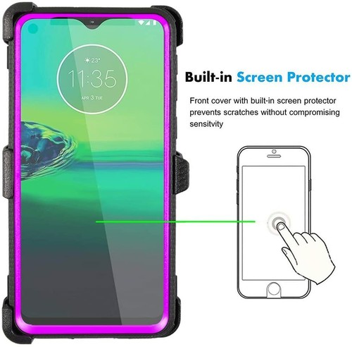 For Motorola G8 Case Full Body Built in Screen Protector and 360 Kickstand Cover - Picture 9 of 25