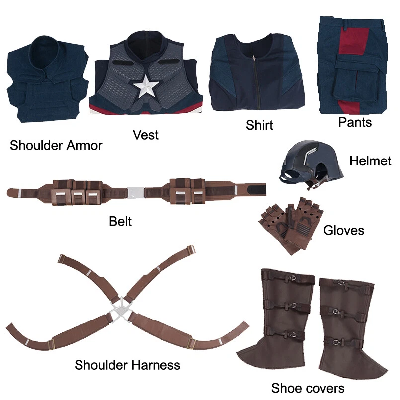 Disfraz Cosplay Capitán América Vengadores 4 Alta Calidad Traje Steve Pechera Foto 3 de 4