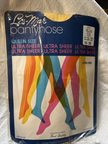 Lis-Mar Ultra Sheer Nylon Rajstopy Żółte Queen Size USA NOWE Vintage Fairy Kei - Zdjęcie 1 z 10