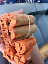Bulk, 10 Hand Wrapped Rolls, ($100) Normal Regular Quarters. Real Mixed US Coins
