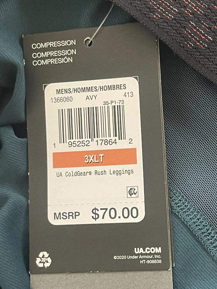 Under Armour Hombres Leggings Compresión Pantalón ColdGear Rush Pantalón Ajustado Talla 3XLT Foto 4 de 4