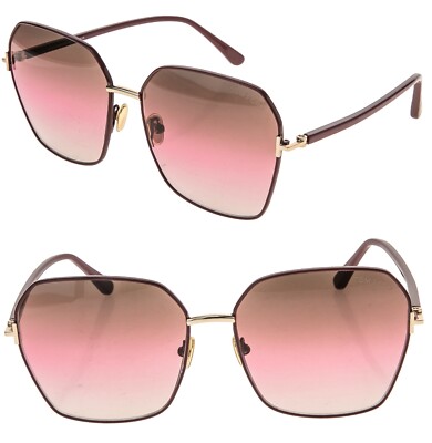 TOM FORD CLAUDIA 02 TF0839 69F Red Pink Oversized Sunglasses Authentic 839