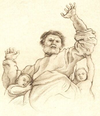 RAPHAEL ETCHING GOD ALMIGHTY CHERUBIM 1866 RENAISSANCE OLD MASTER ART PRINT