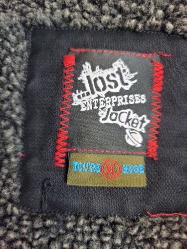 Lost Enterprises Vtg Black Fleece Lined Full Zip Collared Jacket Coat Men's XL - Picture 8 of 9