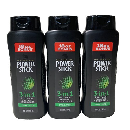 Power Stick 3 In 1 Body Wash Shampoo Conditioner Spring Fresh 18fl oz 3