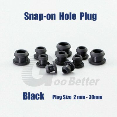 Black Hole Plug Snap-on End Caps Silicone Rubber Blanking Seal Plugs 2.5mm-30mm
