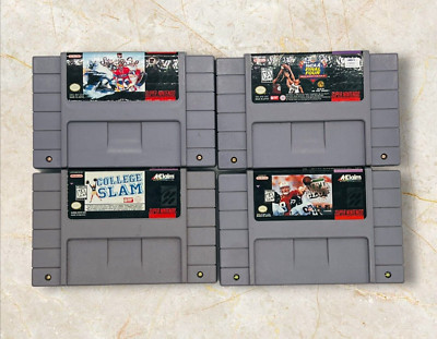 Super Nintendo SNES Sports 90's LOT of 4 NFL Stanley Final Four College Slam