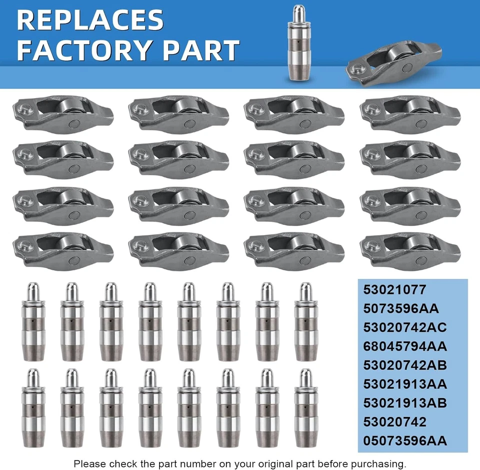 Set of Lifters Rocker Arms 32pcs For Jeep 2001-2009 Grand Cherokee 4.7L - Image 3 of 4