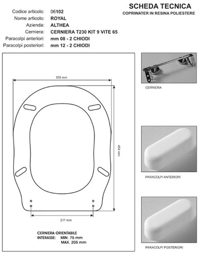 Copriwater Coprivaso compatibile modello Royal della ceramica Althea - Foto 3 di 3