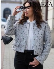 ZARAZW COLLECTION GIACCA PAILLETTES ARGENTO NUOVA SS24 TAGLIA S REF. 2885/152