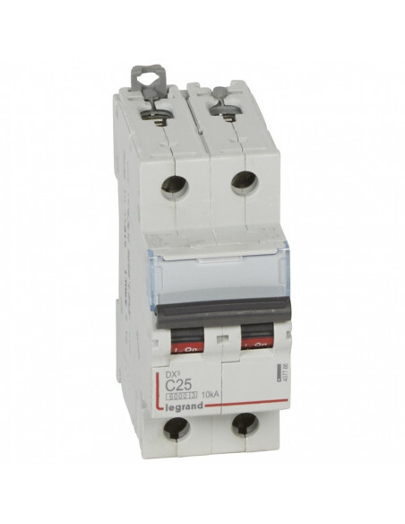 Disjoncteur bipolaire Legrand DX3 C25 pour protection tableau électrique